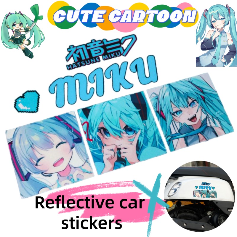 Car Accessories Japan - Novos Adesivos Refletivos Criativos Hatsune Miku