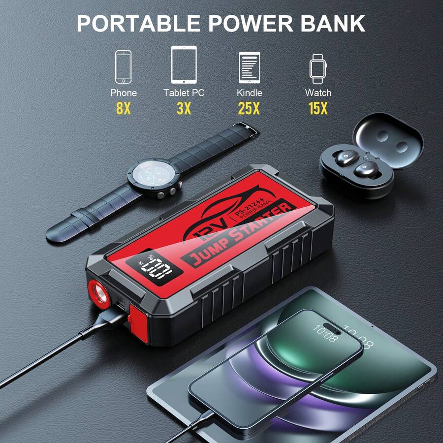 Iniciador de Carro 8000A, Bate - Portable Jump Starter avaliação e preço